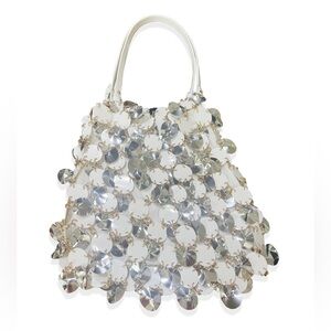 RABANNE BY PACO RABANNE SPARKLE SILVER DISC BAG NEW